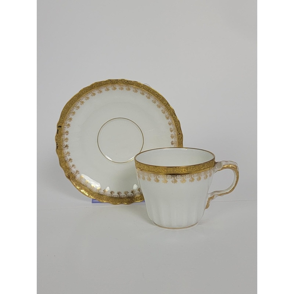 Theodore Haviland Limoges France Gold Encrusted Tea Cup Saucer Tyndale Mitchell
